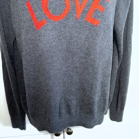 HALOGEN Valentines LOVE Sweater Gray Red Graphic Cotton Blend - Picture 6 of 10